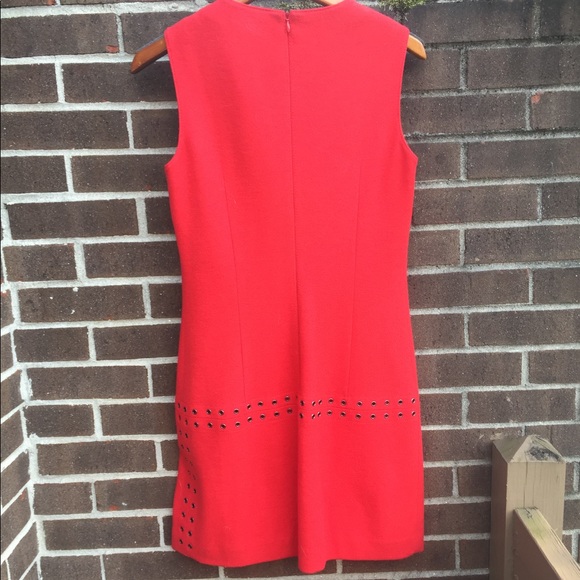 Red Wool Mini-Dress with detail - Picture 4 of 4