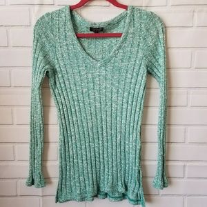 Topshop heather green ribbed v-neck sweater 6