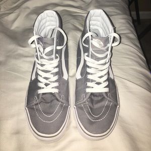 Gray and White High Top Vans
