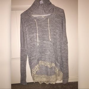 Heather gray sweater with lace