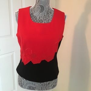 Red and black embellished top