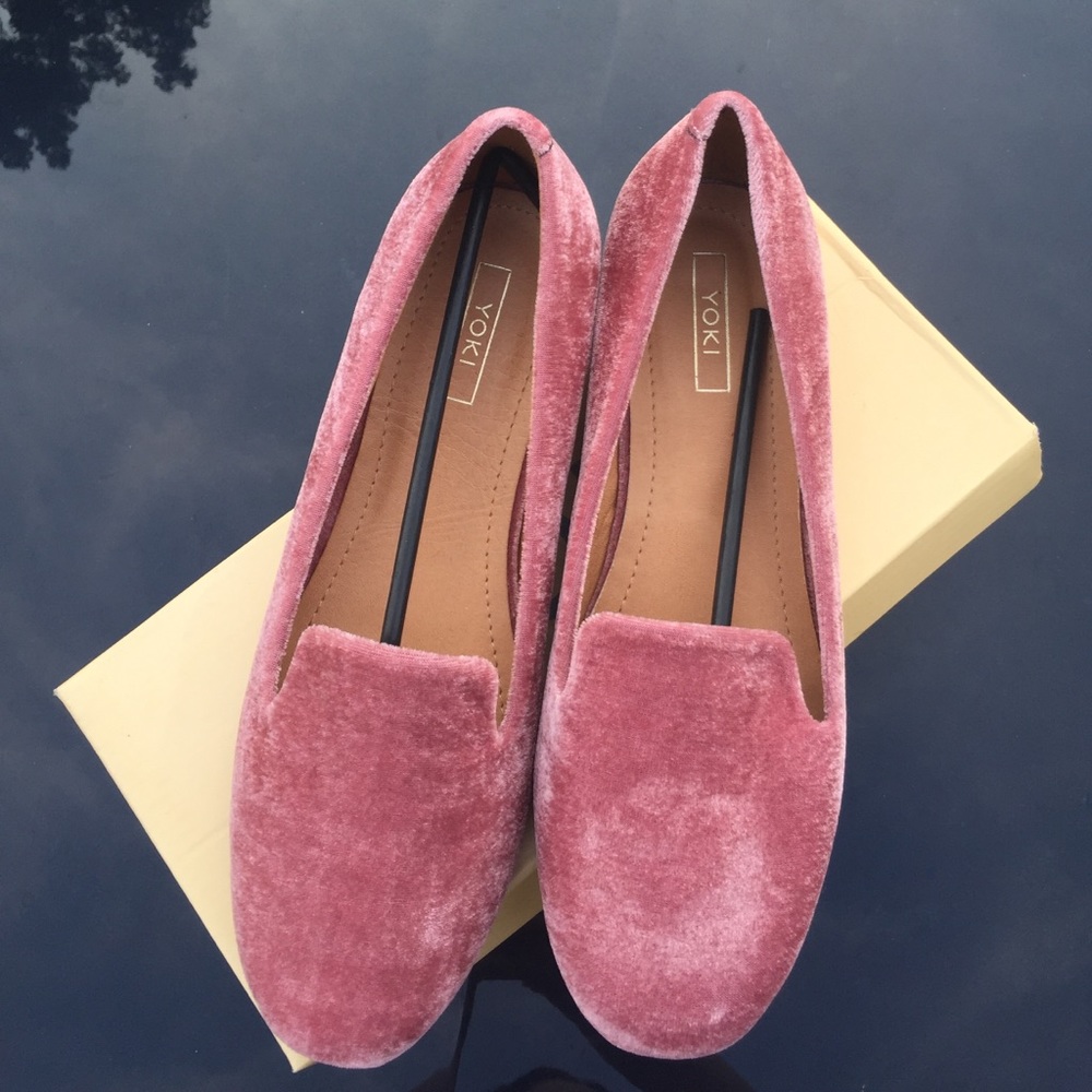 Pink Velvet Slip Ons