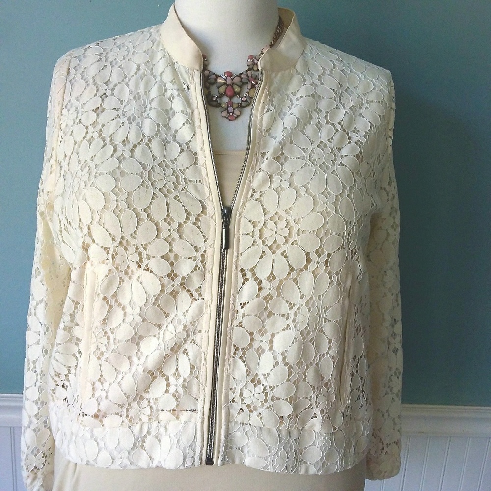 SOLD▪ Lace Bomber Jacket - Picture 1 of 7