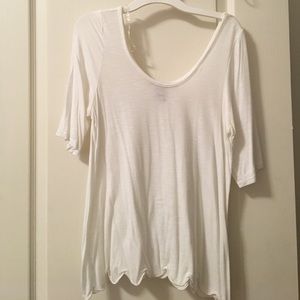 Scalloped bottom white shirt