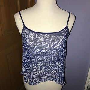 Blue Printed Tank Top