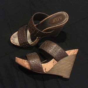 a.n.a. | Leather Studded Wedges | Size 6 Women's
