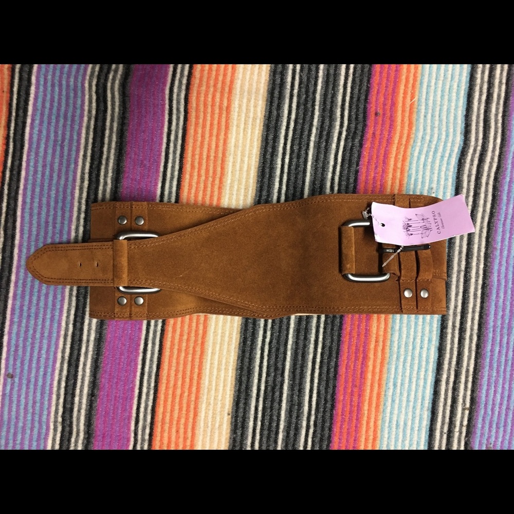 Linea Pelle for Calypso Saddle Brown Suede Belt