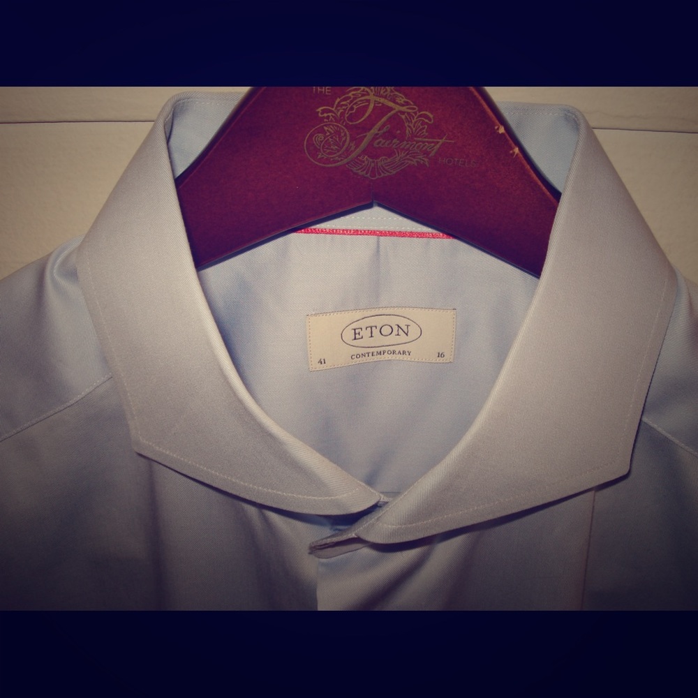 ETON Contemporary Fit Twill Navy Buttons 16 41