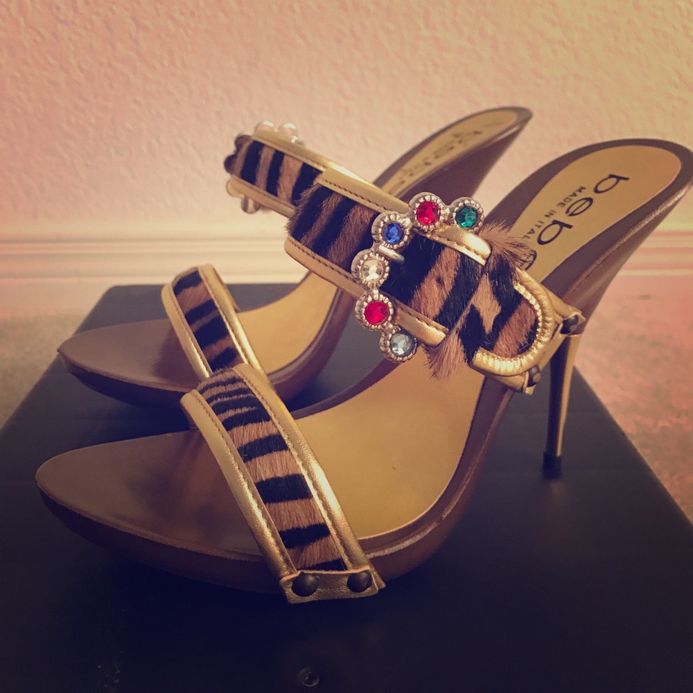 Bebe gold tipped heel sandals