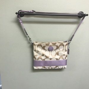 Coach lavender and light tan cross body