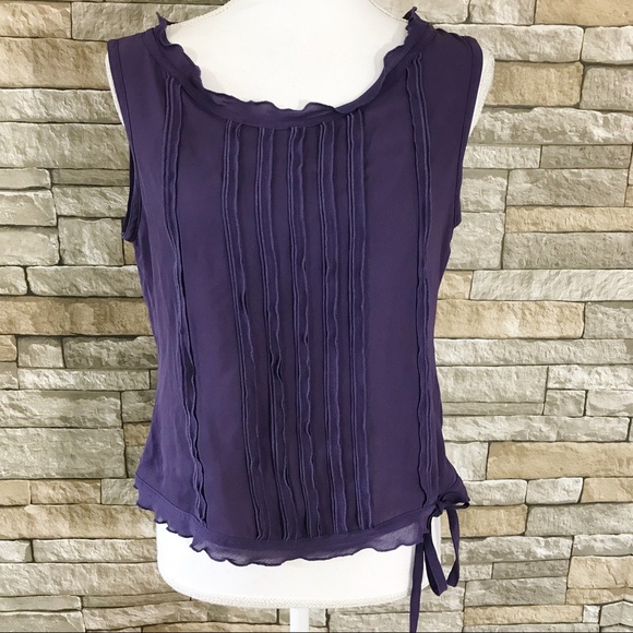Oscar de la Renta Tops - Oscar de la Renta Purple Sheer Blouse, Sz 8