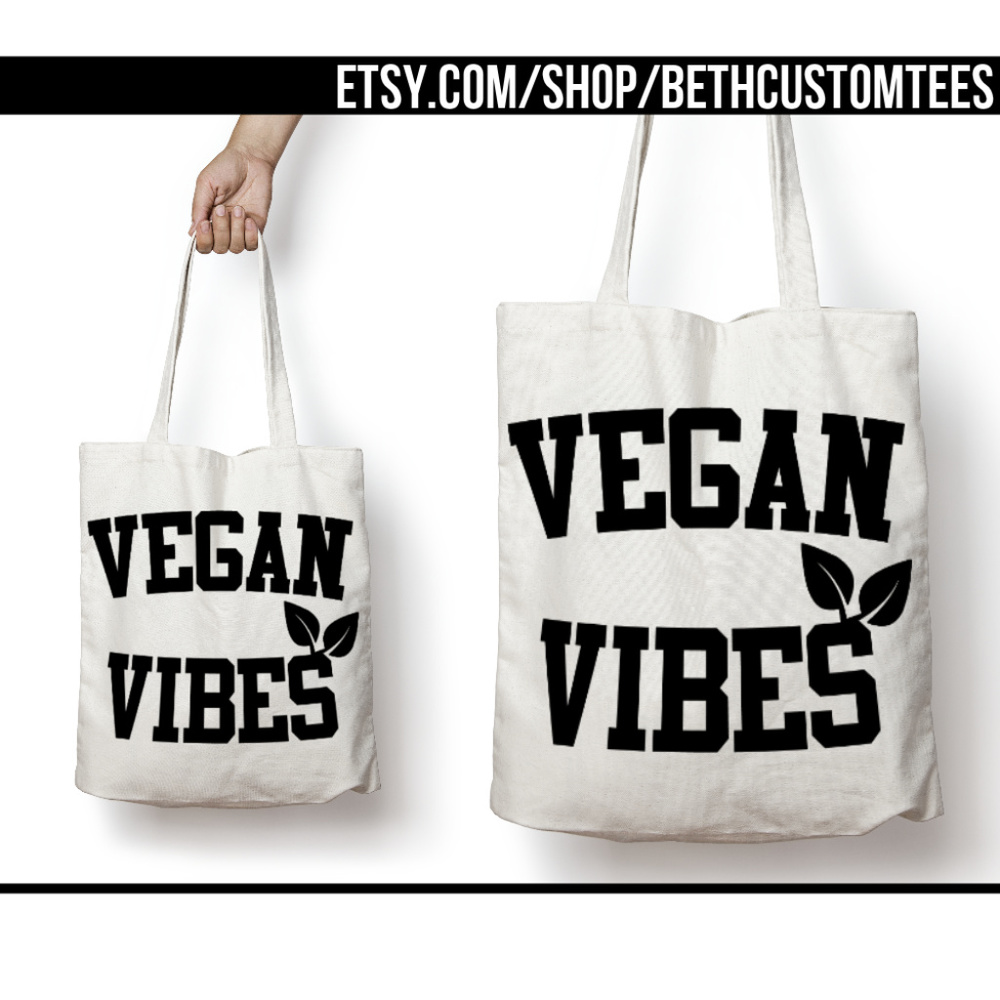 Vegan Vibes Reusable Canvas Tote Bag