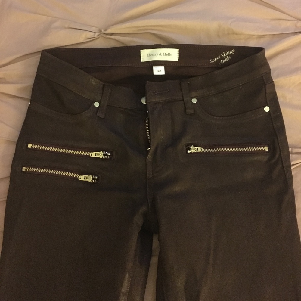 Henry & Belle super skinny ankle jeans w zippers