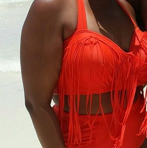 Sexy fringe plus size bikini