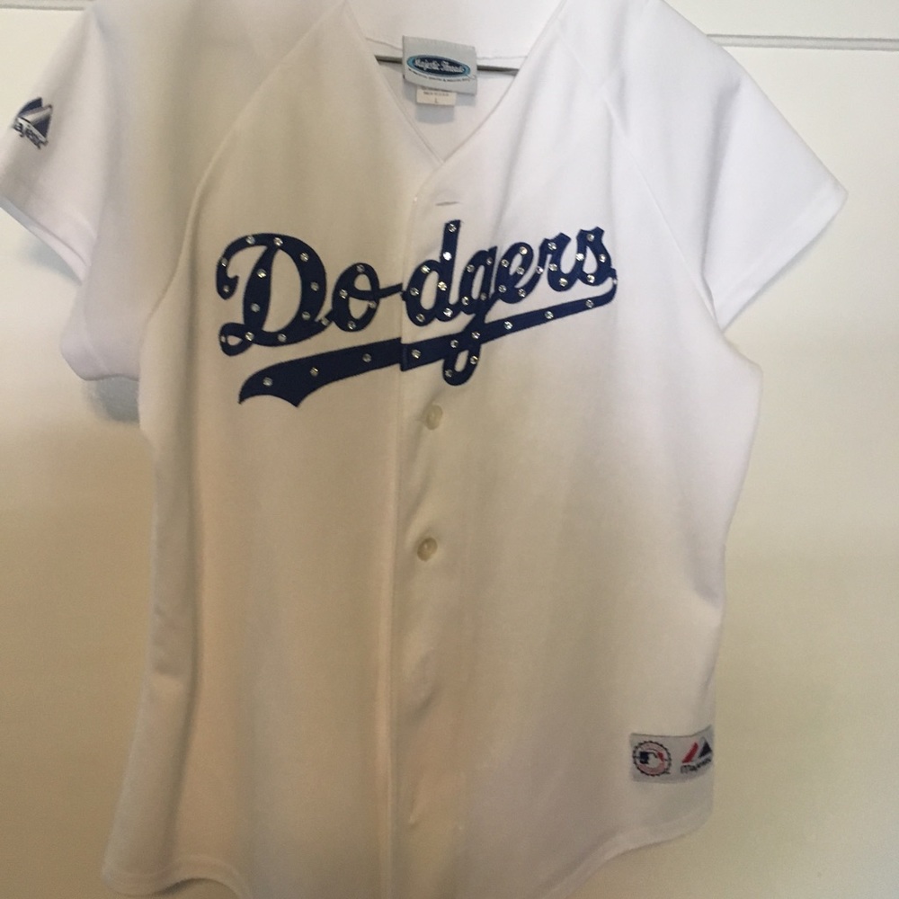 Woman's Dodgers jersey with rhinestones.
