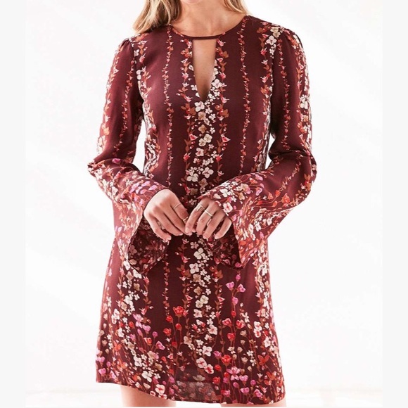 ✨NWOT✨ UO • Burgundy Floral Dress - Picture 4 of 5