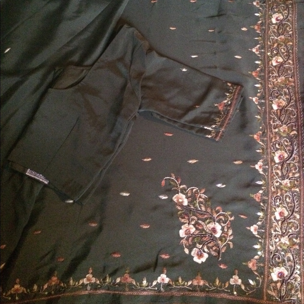 Forest green Saree