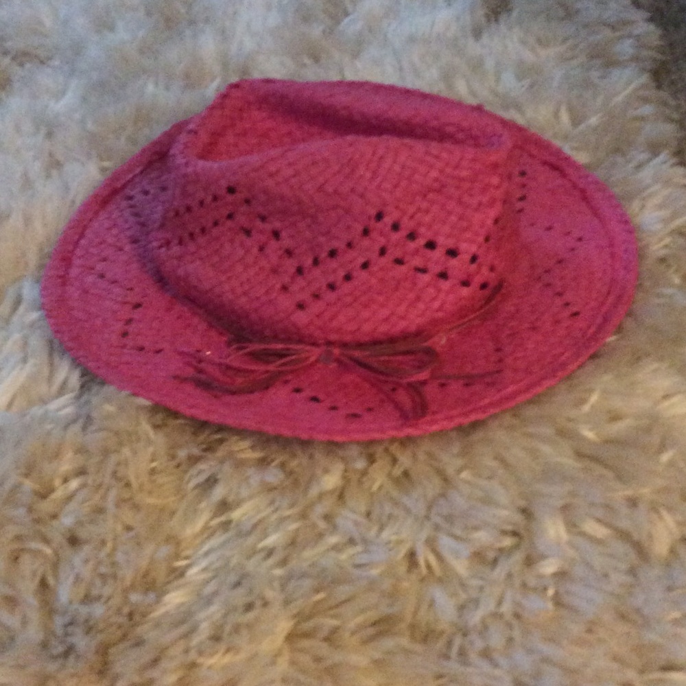 Pink Straw Hat with a Bow