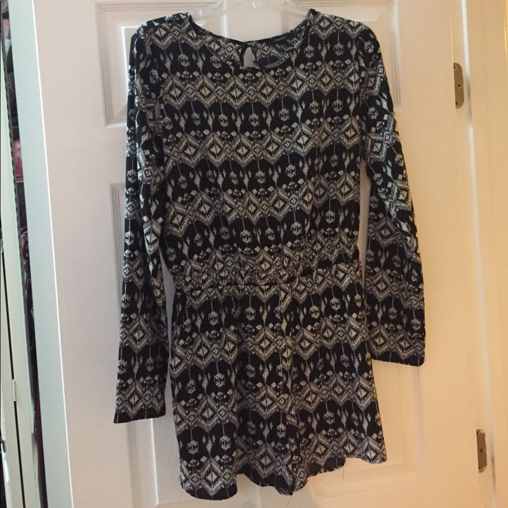 Open back romper with long sleeves