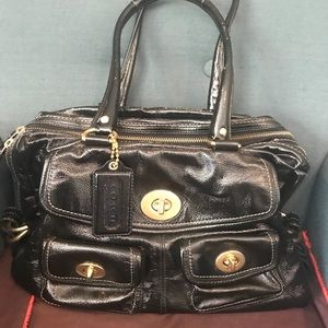 Coach black patent leather Peyton shoulder bag