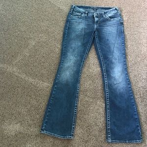 barley used silver boot cut jeans!! worn once!