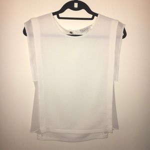 Sandro white sleeveless textured blouse