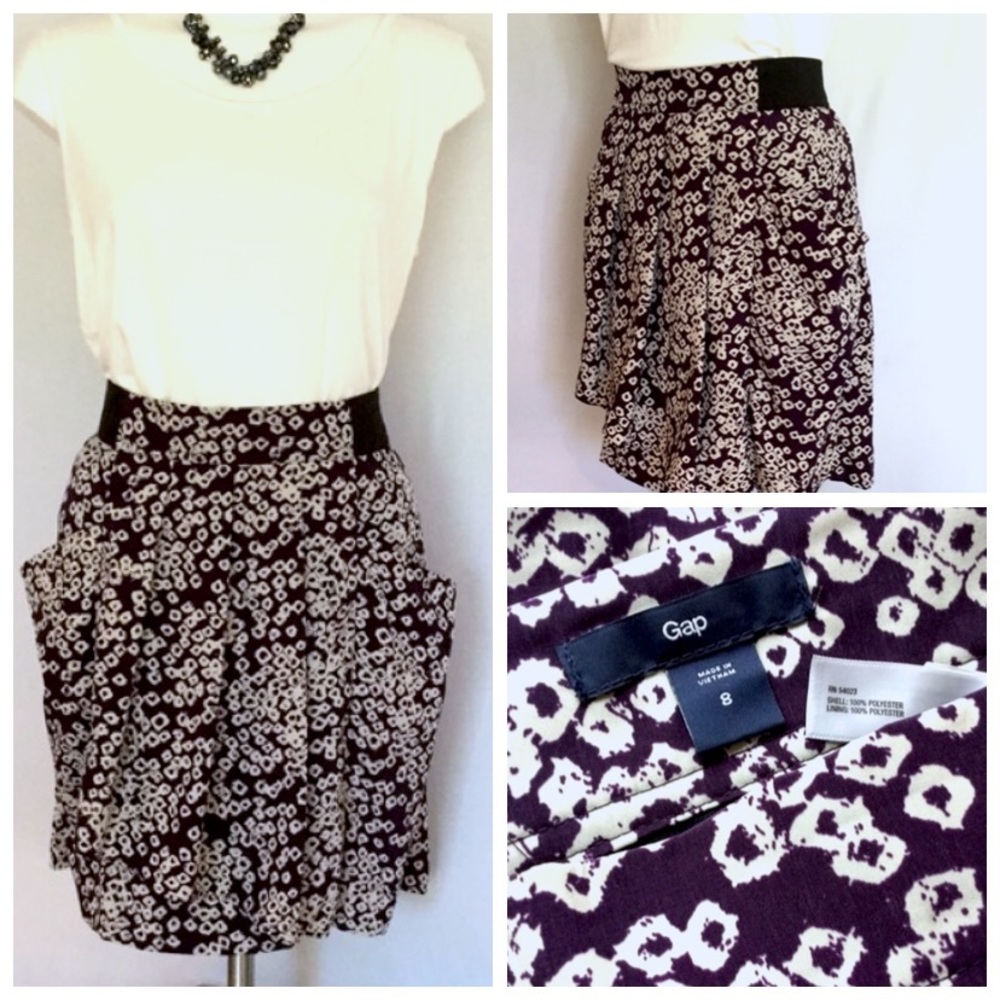 🌷Gap Purple & Cream Print Skirt with Pockets