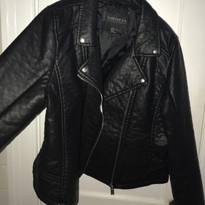Plus size leather motto jacket