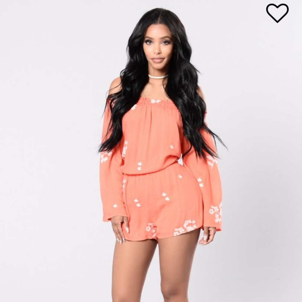 Brand new coral flower romper