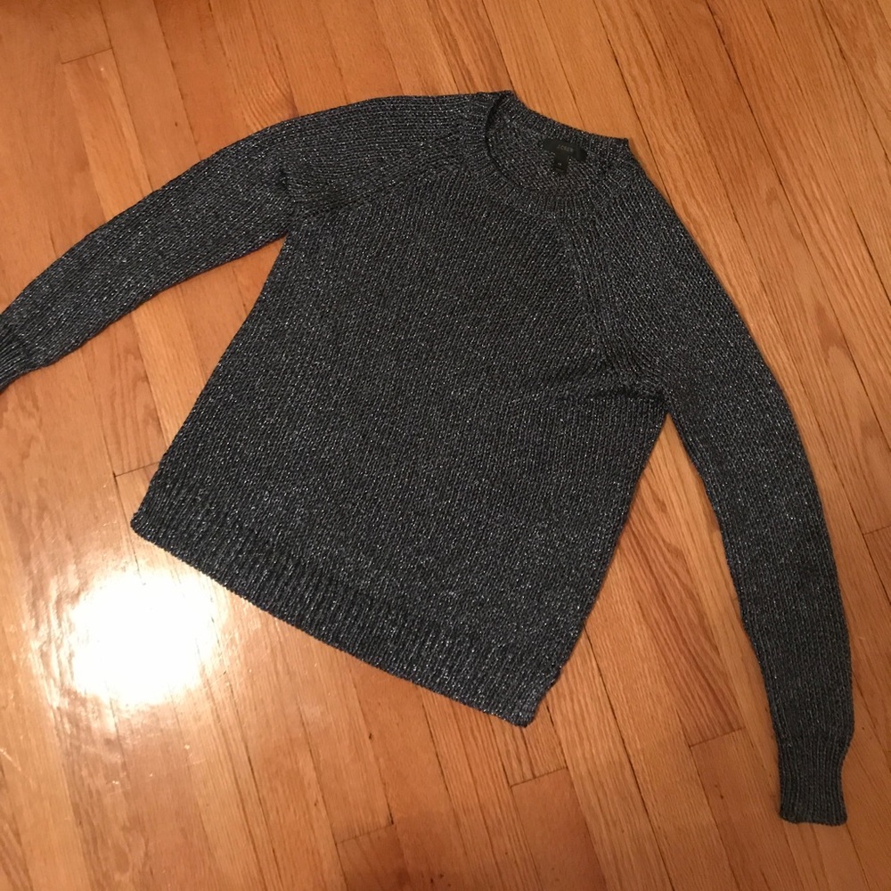 J. Crew tinsel navy and silver sweater