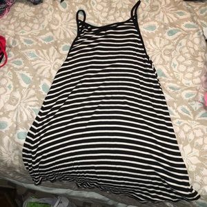 Black and white striped tunic tank