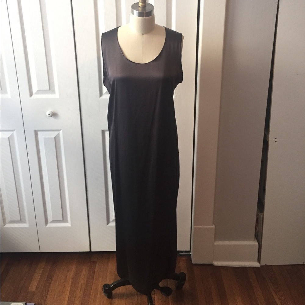 Charcoal long silk dress