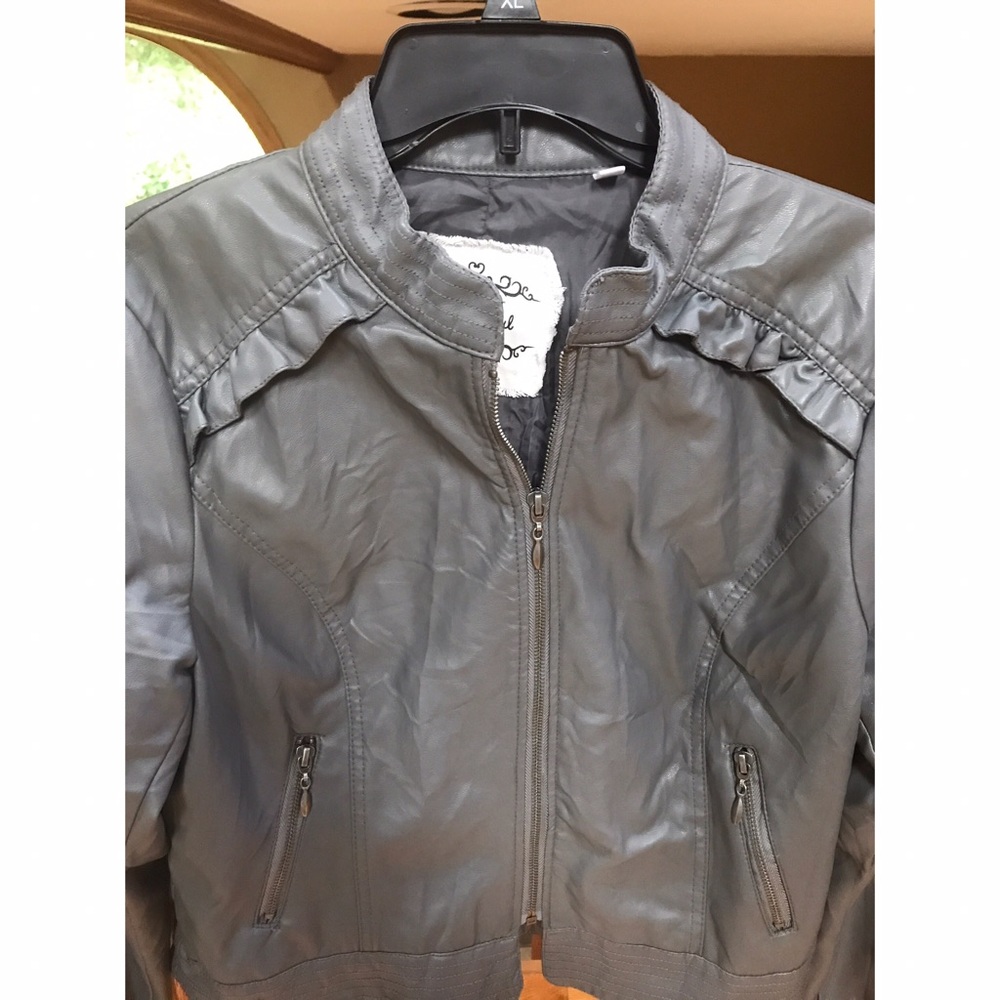 Gray faux leather jacket