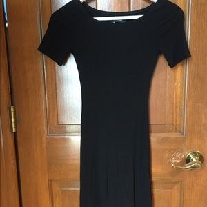 Reformation Black Ribbed Mini Dress