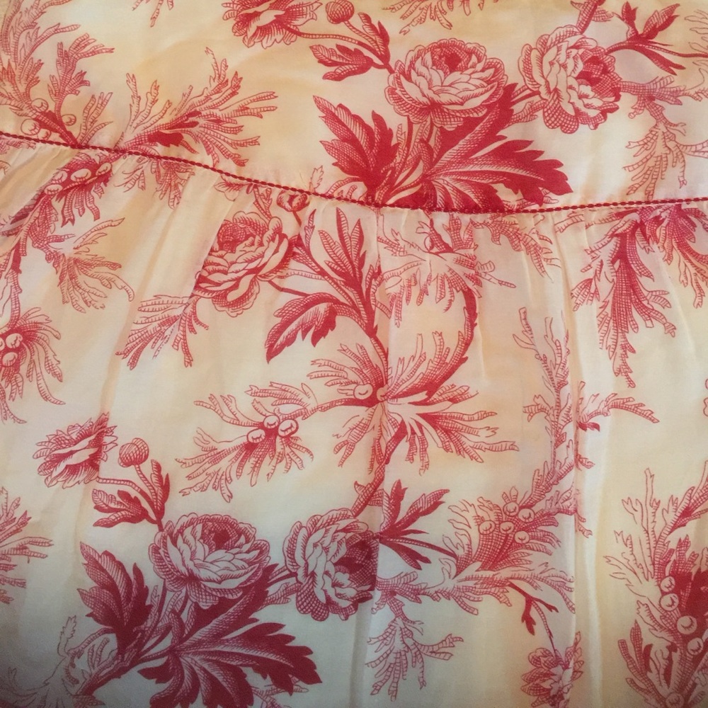 Red& cream silk blend skirt