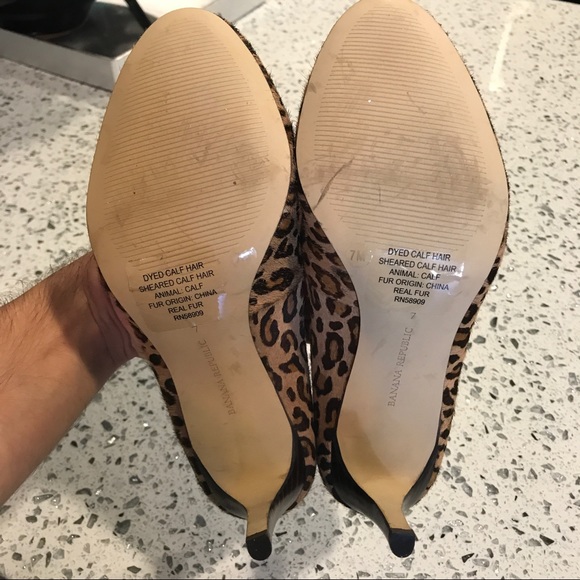 Banana republic dyed calf hair Leopard print heels - Picture 4 of 5