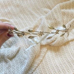 Flower Leaf Gold Headband