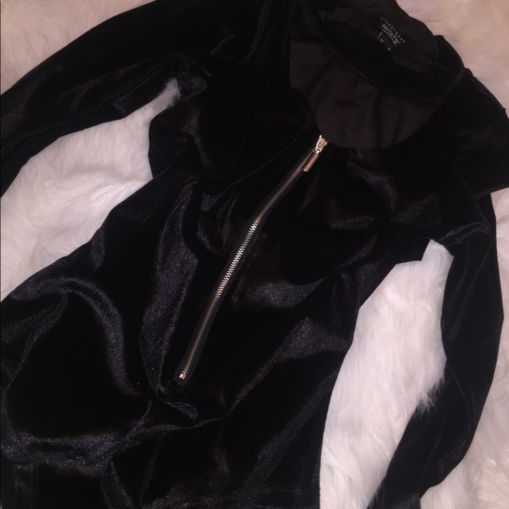 Black Velvet Zip Bodysuit