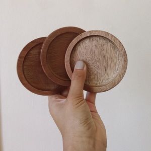 Vintage Wooden Coasters (Midcentury) Collapsible!