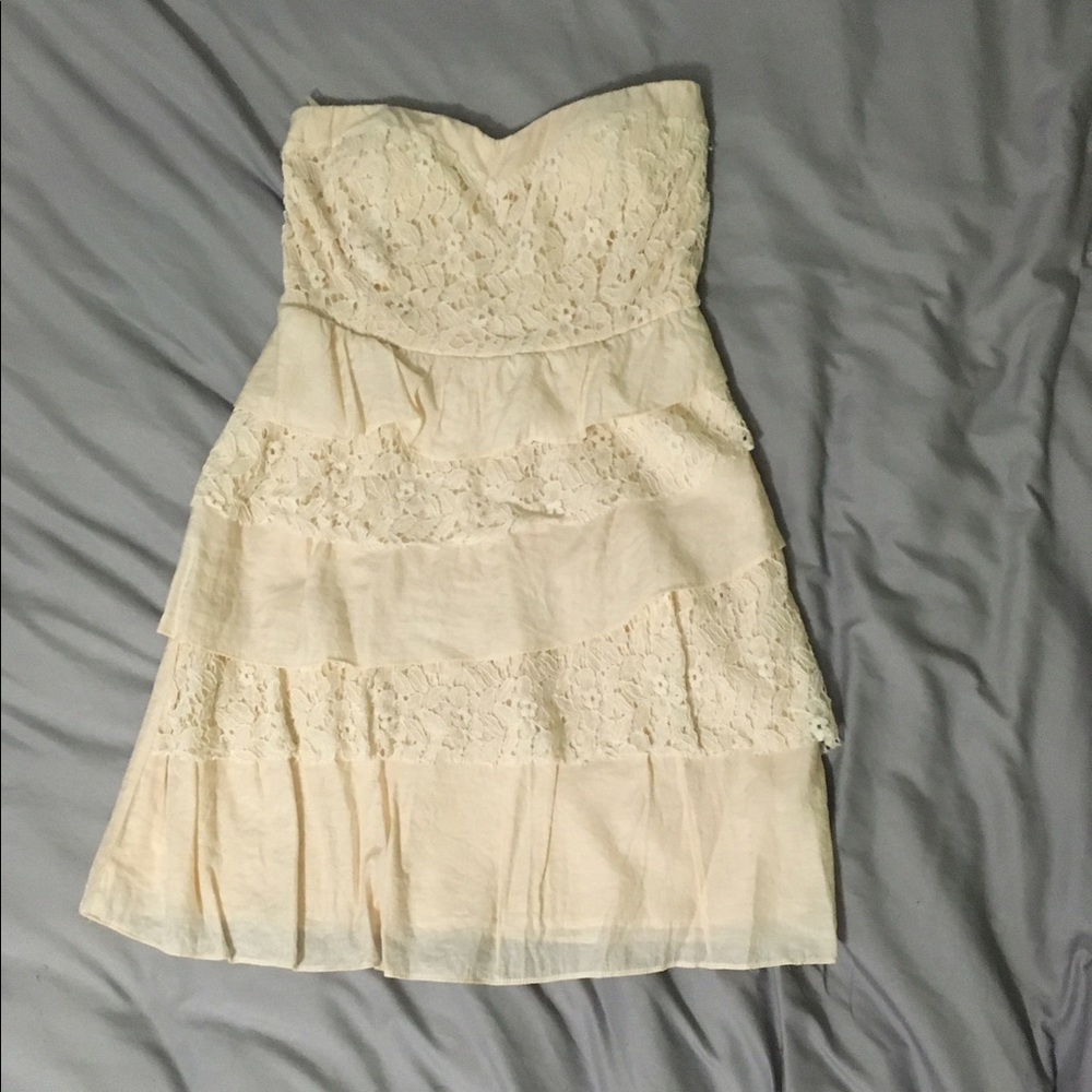 Strapless Cream Lace Dress