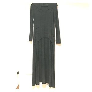 Grey Distressed High-Low Shirt