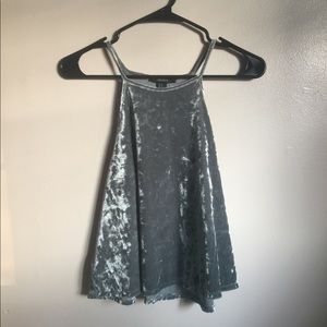 F21 VELVET HALTER TOP