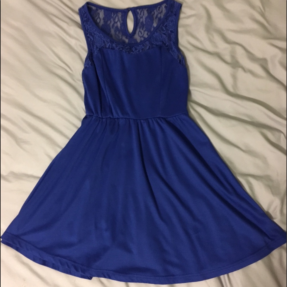Blue Lace Skater Dress