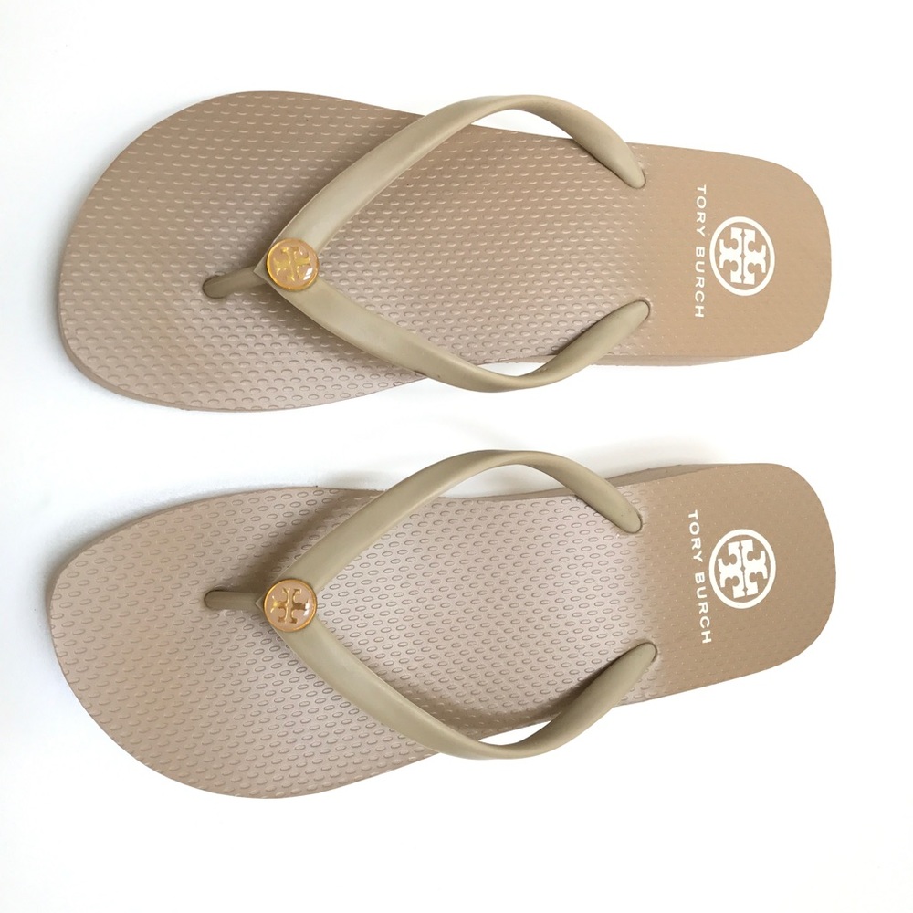 New Tory Burch Logo Wedge Sandals
