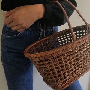Vintage Wicker Market Basket