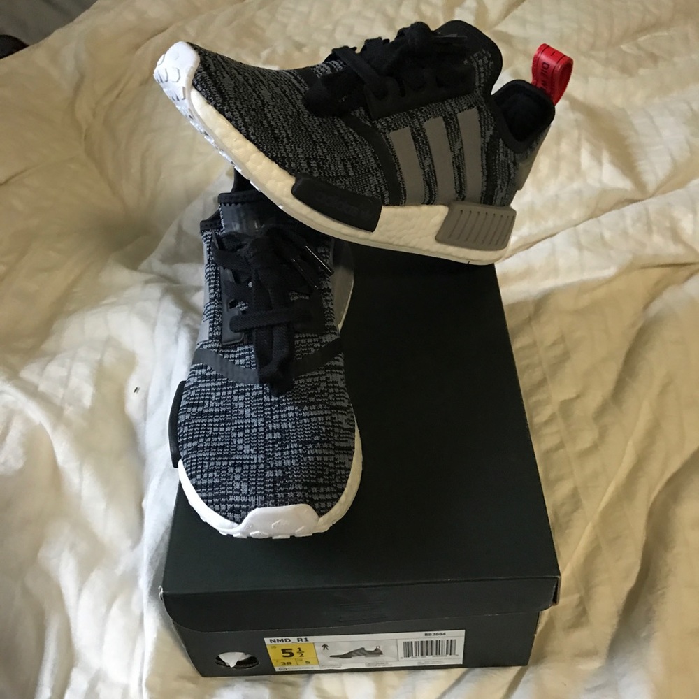 Black/Grey/Red Nmd_r1's, 100% Authentic, Worn Once - image 2