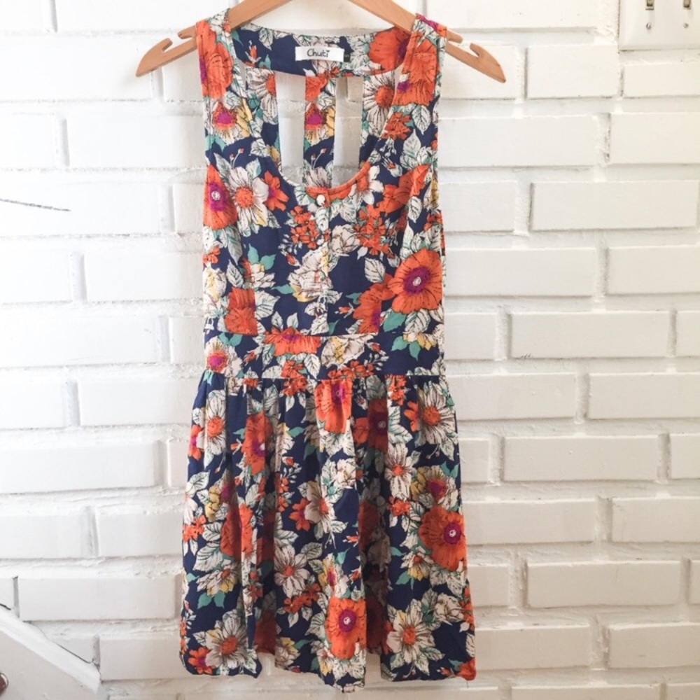 MODCLOTH Orange Floral Dress