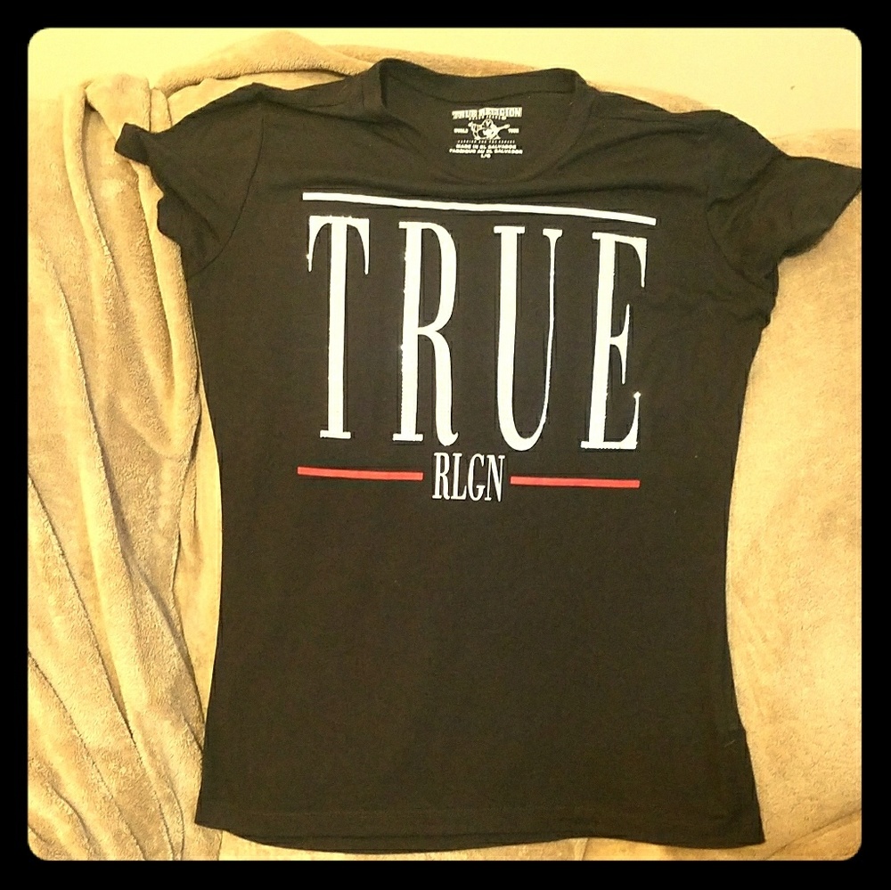 True Religion Blk dja crew tee with silver bling