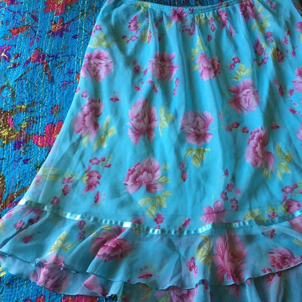 White Stag Floral Skirt with Ruffled Bottom