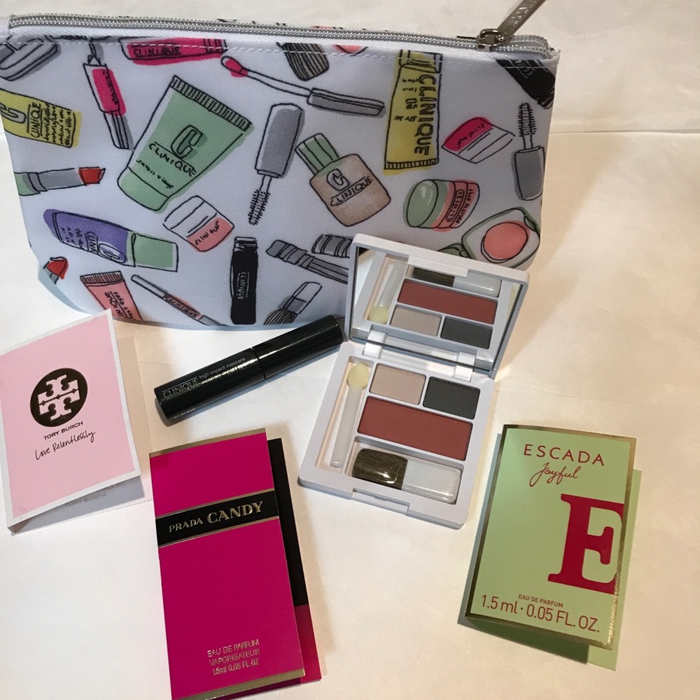Clinique, Prada, Tory Burch, Escada, & Makeup Bag